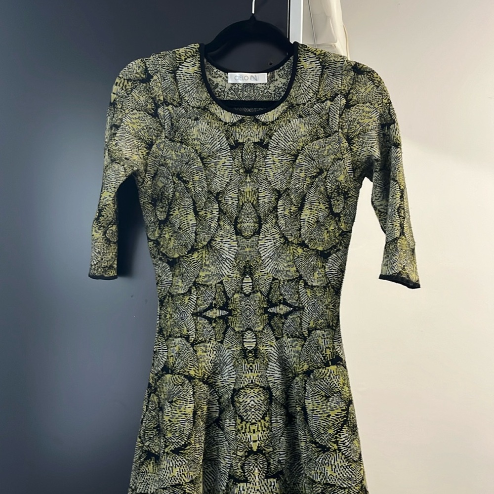 Knit Green Patterned Dress
